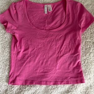 H&M Bright Pink Scoop Neck Crop Top